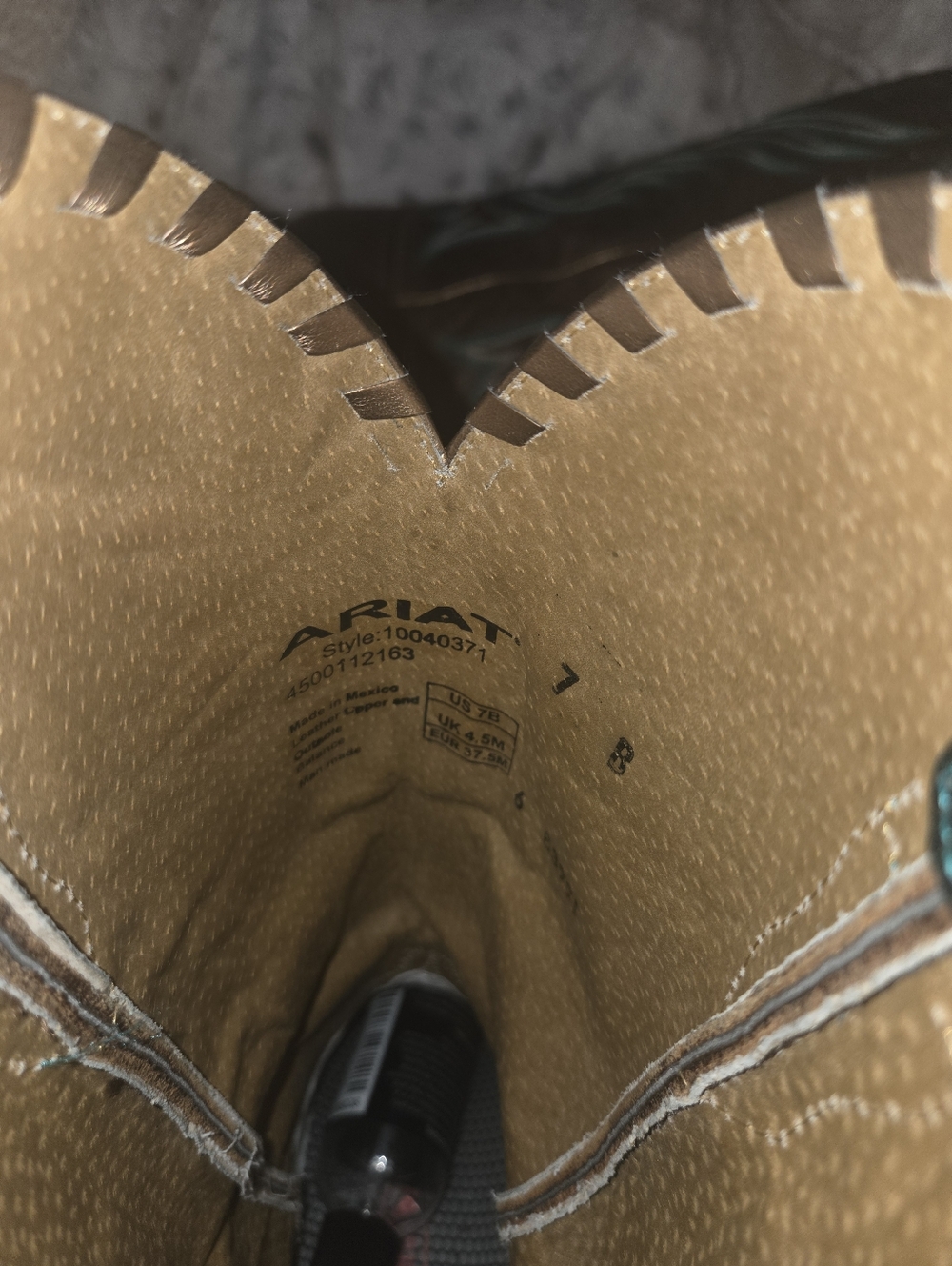 Ariat Brown Cowboy Boots with Teal Embroidery - Picture 6 of 7